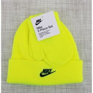 NWT Nike Beanie and Glove/Mitten 2-Piece Set Volt Yellow Toddler 2/4 Winter